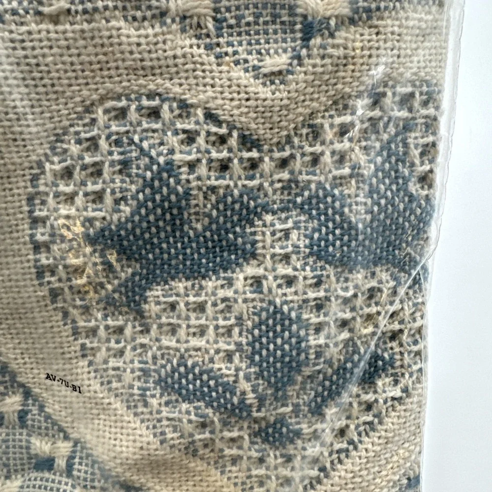 Vintage Avon Afghan Woven Throw With Fringe Grandma Core Cottage hearts Blue NIB